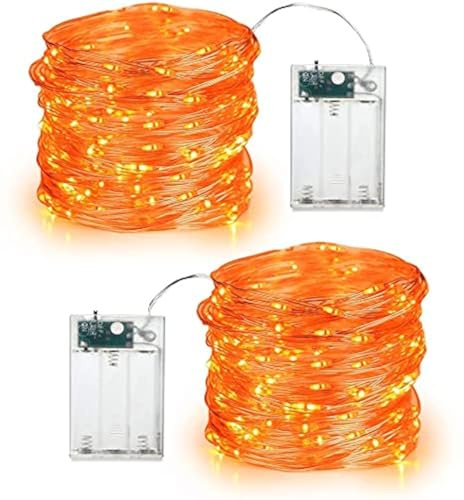 PhilzOps Guirnalda Luces de Otoño, 2 Packs 6M 60 LED Acción de Gracias Decoración Naranja Cadena Luces con Pilas Interior Halloween Micro Led Luce para Navidad Casa Habitacion Fiesta Boda Botella DIY