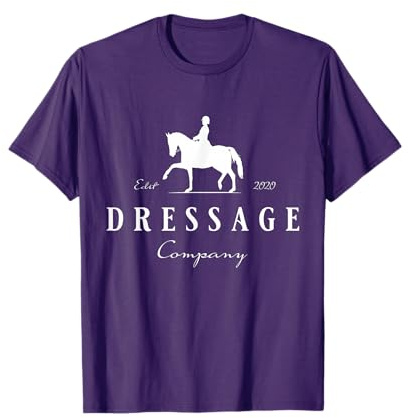 Dressur Pferd mit Dressurreiterin - Dressage T-Shirt - Women's, Girls' Dressage Horse T-Shirt - Black, Small - Short Sleeve, Classic Fit