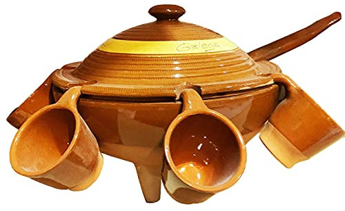 Set di cottura in terracotta con coperchio 6 tazze fatte a mano artigianale galiziana