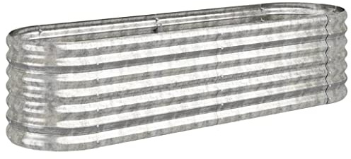 vidaXL Jardinera Arriate Elevado Macetero Maceta Tiesto Soporte para Plantas Vegetales Hierbas de Acero Recubrimiento en Polvo Plateado 152x40x36 cm