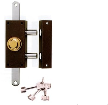 Iseo 910335 Serratura da applicare VIS. Triplice, interno con pomolo, esterno con cilindro da mm.60