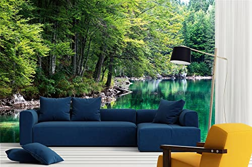 WTD Mantiburi Papiers Peints Panoramique Mural Papier peint photo non tissé Motif Lac et forêt 375 x 250 cm (avec colle) Prêt à être monté