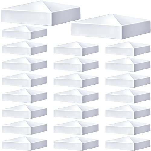 Taiyin Lot de 24 capuchons de poteau en vinyle PVC blanc pyramide pour poteaux de clôture en vinyle (10,2 x 10,2 cm)