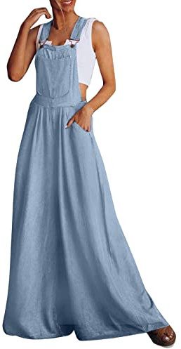 Damen Latzhose Sommer Oversize Trägerhose - Kleid a Linie Pinke Latzhose Jagute Hose Leinen Lässige Leinenhose Damen Mit Kordelzug Einfarbig Ethnischer Stil