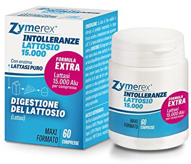 Zymerex INTOLERANZE LACTOSE 15,000 | 60 tablets | Lactose digestion | Pure lactase enzyme | Savings pack | Gluten and lactose free