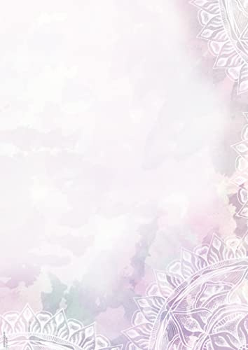 Designpapier Mandala DP1847 – 25 Blatt Briefpapier – Hochwertiges Motivpapier Geburtstag, Einladung, Brief, Jubiläum, Liebesbrief, Aquarell – Laser- & Inkjetdrucker geeignet – Druckerpapier A4 90g/m²