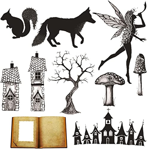 Genikeer Schmetterlingsfee Klare Stempel | Fee Muster Klare Stempel | Durchsichtig Pilz Schmetterling Elfen Stil Stempel | Scrapbook Blume Pilz Silikon Gummi Stempel Für Karten Basteln Scrapbooking
