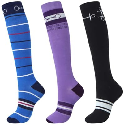 Harrison Howard Lot de 3 paires de chaussettes d'équitation de qualité supérieure pour l'équitation et bottes hautes pour femme