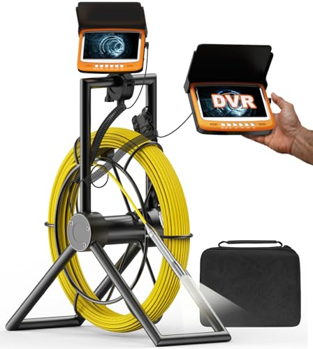 Anysun Endoskopkamera mit Licht, Inspektionskamera mit DVR-Recorder, 4,3-Zoll Rohrkamera Wasserdichtes Ip68, 30M Kanalkamera mit 8 LED-Leuchten für Klempner, Elektriker, Heimwerker (16 GB TF-Karte)