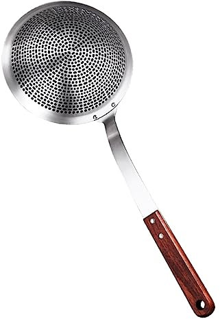 ABOOFAN Passoire à Cuillère En Maille En Acier Inoxydable 304, Louche Filtrante Résistante à La Chaleur, Manche Ergonomique En Bois Précieux, Pour Cuisson Et Friture Cuisine