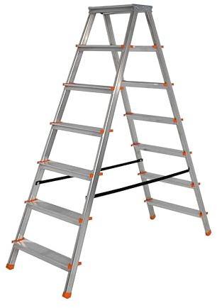 GIERRE Scala Doppia Salita in Alluminio STYLO - 6 Gradini + Piano, Antiscivolo, Portata 150 kg