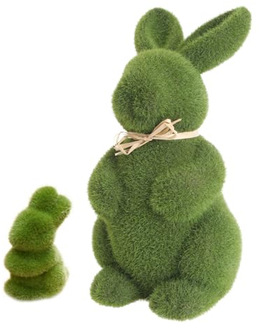 FUNOMOCYA 2stücke Dekorative Ostern Moos Hase Imitation Moos Bunny Figur Für Tisch Und Gartendekoration Osterhasen Deko Grün