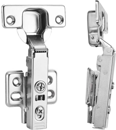 2 Stück Soft Close Automatikscharnier Integrierter Dämpfung Scharniere mit M4x16mm Schrauben, 8645i TH52 110 Grad Eckanschlag Standard Scharnier für Küchenschrank Kleiderschrank