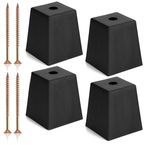 SUMNACON 4pcs Plastic 8cm Furniture Legs Couch Feet, Black Square Tapered