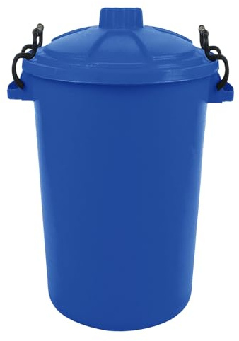 M1SS Heavy Duty 80L/85L Litre Plastic Blue Colour Bin Garden Rubbish Waste Dustbin Heavy Duty Plastic Clip Lock Lid Bin Indoor or Outdoor Rubbish, Waste or Storage of Animal Feed