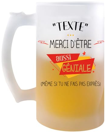 Chope Personnalisable | Verre à bière Pinte Idée Cadeau à personnaliser Collègue Travail Retraite Remerciement Pot de Départ Anniversaire Noël Secret Santa Femme Homme (Géniale sans faire Exprès)