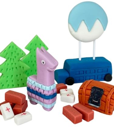 SugArt Game Party Cake Toppers - Edible Game Cake Topper: Level Up Your Party with Desserts with Flavorful Fun - Kids Handmade Icing Fondant Video Characters! (SET2)