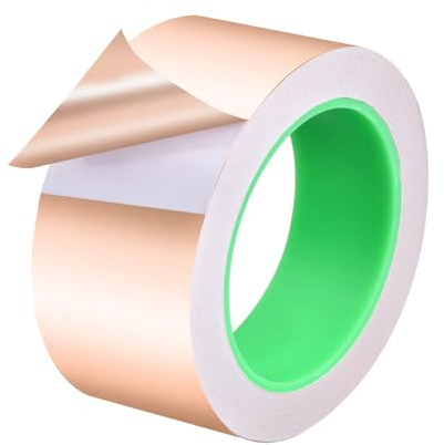 DeJivsin Kupferband Gegen Schnecken, 50mm x 20m Kupferband Kupferfolienband Tape Abschirmband, Schneckenzaun Schneckenschutz Schneckenfalle Anti Schnecken für Hochbeet Pflanzen