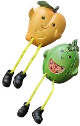 CORHAD 2pcs Fruit Sculpture Home Table Resin Craft Statue Car Adornment Fruit Figurine Doll Statues Pottery Craft Birthday Party Decor