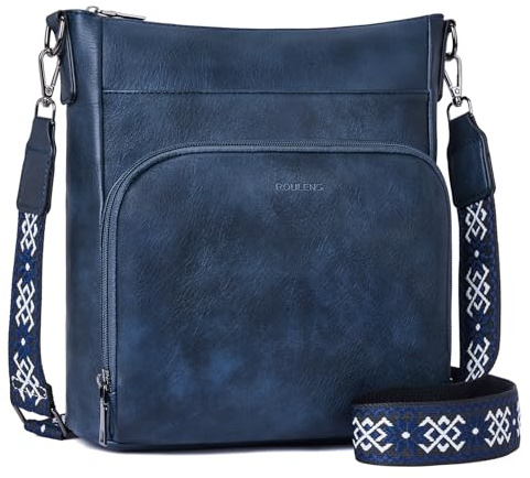 Roulens Umhängetaschen für Damen, Weiches Veganes Leder Mittelgroße Crossbody Bags, Schulterhandtasche mit Reißverschluss Geldbörsenfach auf der Vorderseite