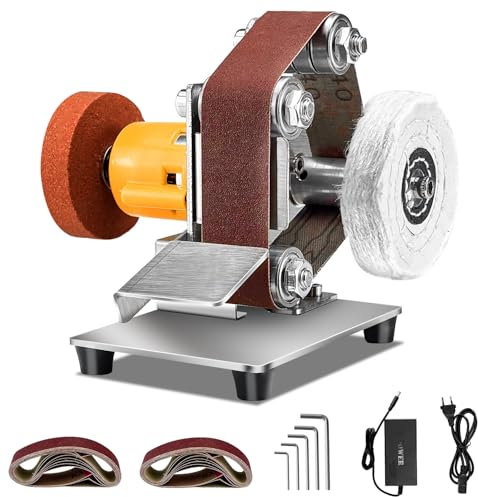 Mini Bandschleifer, 7 Einstellbare Geschwindigkeiten Elektrischer Messerschärfer, Bandschleifer Stationaer für Metall Holz DIY Handwerk, Werkzeug & Messerschärfen