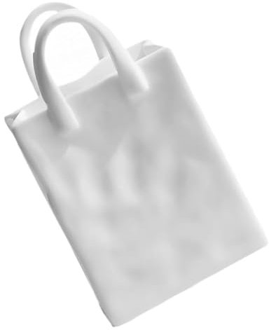 RGZFYH Jarron Florero Blanco para Flores, florero de cerámica con Forma de Bolso con Asas, florero único para centros de Mesa, Decoraciones de Mesa para Fiestas en el hogar Vase