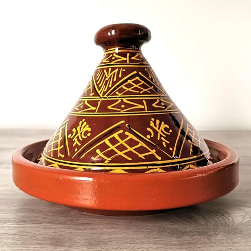 Tajine marocain émaillé, diamètre 26 cm, pour 2-4 pers., argile, fait-main, Marrakech, oriental, arabe, sans substances nocives