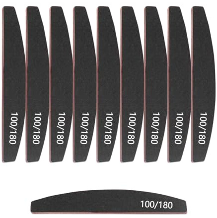 Lime à Ongles, 10 Pièces Limes à ongles Professionnelle, Limes à Ongles Grain 100/180, Lime à Ongles à Double Extrémité en Emeri pour Manucure Cosmétique, Salon de Coiffure