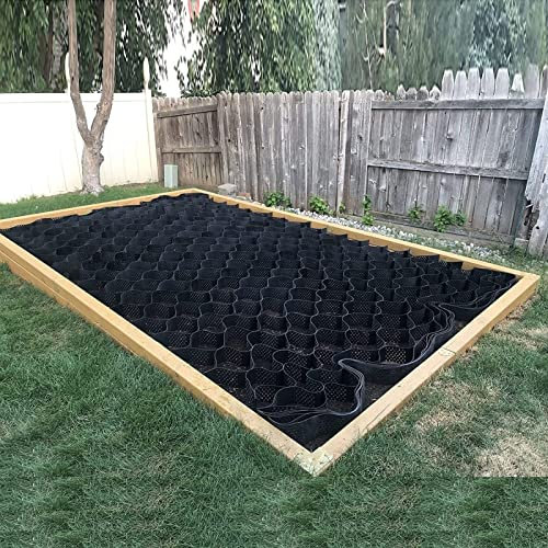 Rejillas de estabilización de suelo de polietileno de alta densidad para paisajismo y caminos de camiones ligeros, base duradera de cobertizo, tamaño de 10 x 13 pies, perfecto para calzadas, patios y