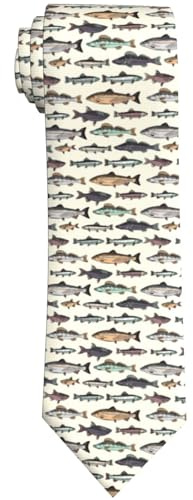 WILL BUDXEG Vintage Bass Fish Bait Fishing Mens Novelty Necktie Ties Funny Neckties Fashion Neck Ties