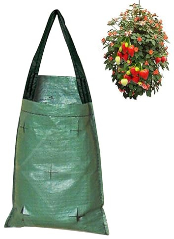 Eoixuqba 5 Stück Pflanzsäcke Zum Hängen Mit Henkeln - 53 * 23 cm Pflanzsack Hängend Mit 5 Löchern, Hängende Erdbeeren Pflanzbeutel, Atmungsaktive, Für Tomaten- Und Erdbeer-Pflanzbehälter