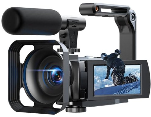 FIREFOTO Camcorder Video Camera 5K, 56MP Vlogging Cameras with IR Night Vision, WiFi, 16X Digital Zoom 3” Touchscreen YouTube Cam Corder with 2 Batteries,64GB Card,Remote,Microphone,Lens Hood,Tripod