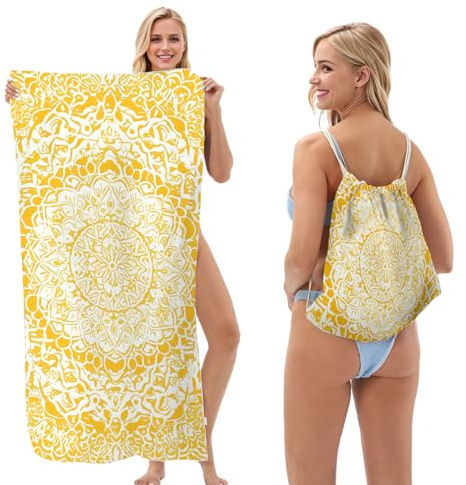 Marypaty Toalla de Playa de Microfibra Antarena, Extra Grande 140x70 cm (55''x28''), Toalla 2 en 1 Ligera y Compacta para Piscina, Camping, Viajes o Natación - Secado Rápido, 3 Diseños (Color B)