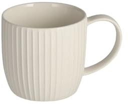 home&you - Kaffeebecher Linioso, Tasse 330 ml, Keramiktasse, Kaffeetasse, Teetasse, Becher, Porzellan, Spülmaschinenfest, Mikrowellengeeignet, 8,5 x 9 x 12,5 cm - Weiß