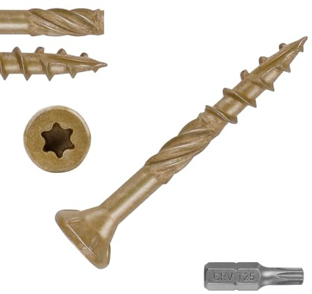 Ranstac #8 x 1-1/2 Deck Screws Star Drive Flat Head Screws Carbon Steel Rust Resistant Epoxy Coated Exterior Wood Screws 100pcs HS/ZGLS-13