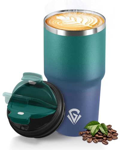 HoneyHolly Mug Isotherme 600 ML, Réutilisable, Tasse Isotherme pour Café, Acier Inoxydable 304, Emporter, Anti-fuite, Double Paroi, Étanche Gobelet de Voyage pour Café Chaud et Froid, Lait et Thé