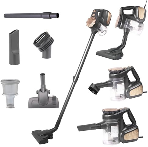 SUPERLEX Staubsauger Mit Kabel Beutellos Stielstaubsauger 600W 16KPA Starke Saugleistung 09L Zyklon Filter Stick Vacuum Elektrischer Besen Tierhaare Bodenstaubsauger Für Zuhause und Büro