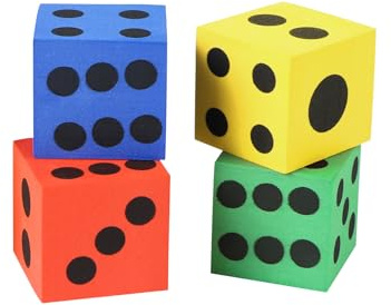 Yoodelife Foam Dice Set, 1.5 Inch Large Assorted Colorful Foam Dice Cubes with Number Dots, Playing Square Blocks Use for Gift Games Math Teaching Party Supplies, Pack of 4