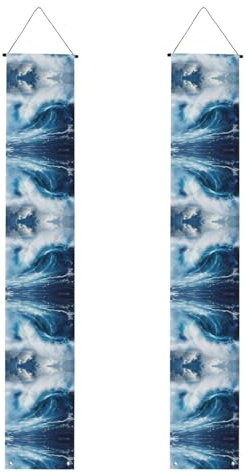 Banner mit großem Ozeanwellen-HD-Druck, Polyester-Banner, für drinnen und draußen, einfach aufzuhängen, wiederverwendbar