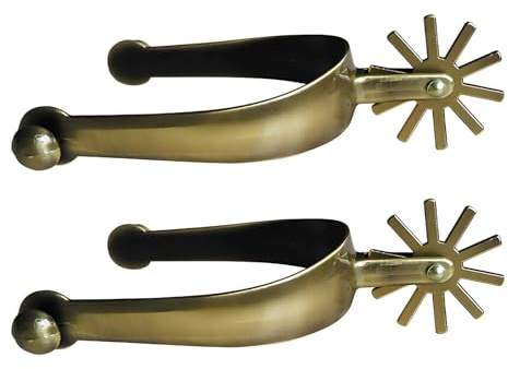 yeeplant 10,3 cm (4,1 tum) cowboysporre, par västerländsk bronslegering ryttare sporrar med redskap, vintage stil, exakt kontroll för stövlar, rustik dekoration
