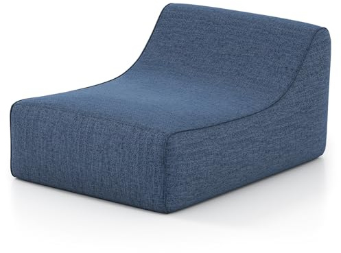 COSTWAY Uppblåsbar Soffa Uppblåsbar Golvsoffa med Avtagbart Linneöverdrag och Halkfri Bas, Luftfåtölj Bärbar L-formad Luftsoffa för Vardagsrum och Sovrum, Blå