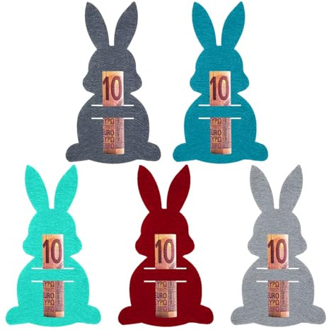 5 Stück Ostern Geldgeschenke Set, Osterhasen Filzdekorationen, Ostern Geschenke, Geldgeschenk Verpackung, Bunt Kleine Ostergeschenke, Lustige Osterdekoration zum Verschenken für Geld