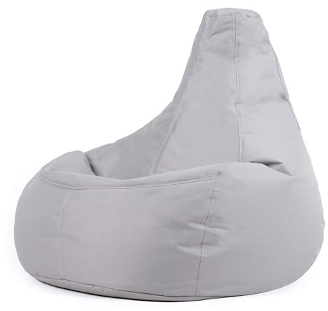 Bean Bag Bazaar Dalton Gaming Bean Bag Chair, Grey, Water Resistant Fabric, Beanbag for Indoor and Outdoor Use with Filling Included, Gaming, Bedroom, Living Room, Garden