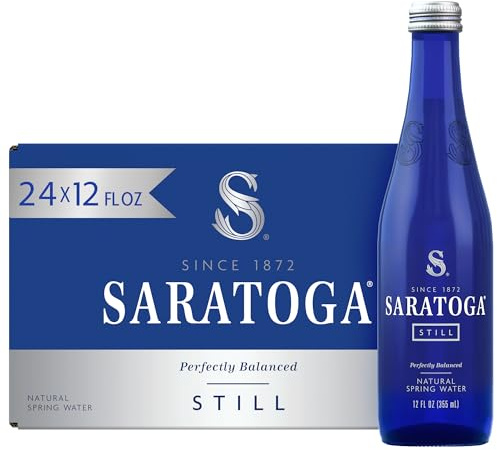 Saratoga Spring Water Bottles, 24 Pack – Still Bottled Water - Glass Bottles - 12 Fl Oz