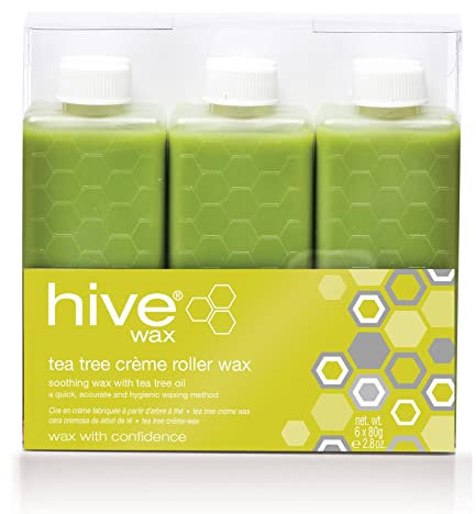 Hive Options Tea Tree Cream Wax Roller Depilatory Wax Cartridges 80g - Pack of 6