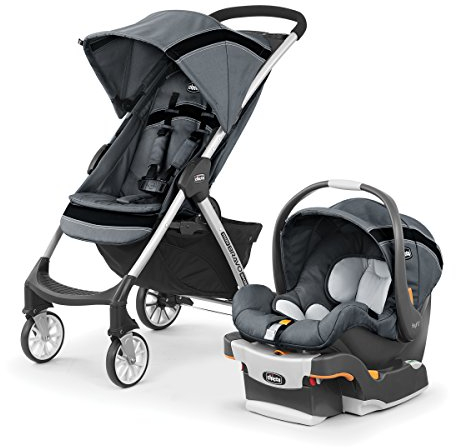 Chicco Mini Bravo Sport Travel System, Mini Bravo Sport Stroller with KeyFit Infant Car Seat and Base, Carbon/Grey
