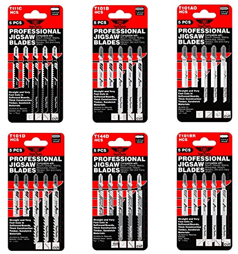 30 x TopsTools JSTTK6A T101B T101BR T101D T101AO T111C T144D Lame miste per seghetto alternativo compatibili con Bosch Dewalt Makita Milwaukee e molti altri