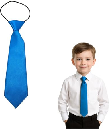 Kinder-Krawatte aus Satin, einfarbig, elastisch, aqua blue, Einheitsgröße