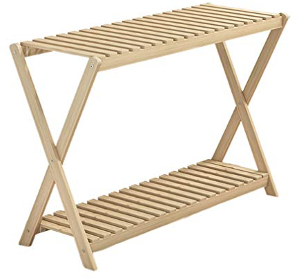 KDDEON Blumenständer Massivholz,Blumentreppe Doppelschicht,Bodenstehend Pflanzenregal Indoor,Wohnzimmer Balkon Multifunktionale Lagerregal