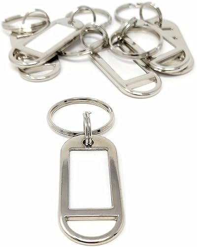 Kahns Trade Schlüsselanhänger aus Metall mit beschriftbarem Etikett - personalisierbar - extrem stabil - Anhänger mit Ring für Schlüssel, Gepäck und Haustiere - Silber 2 st.